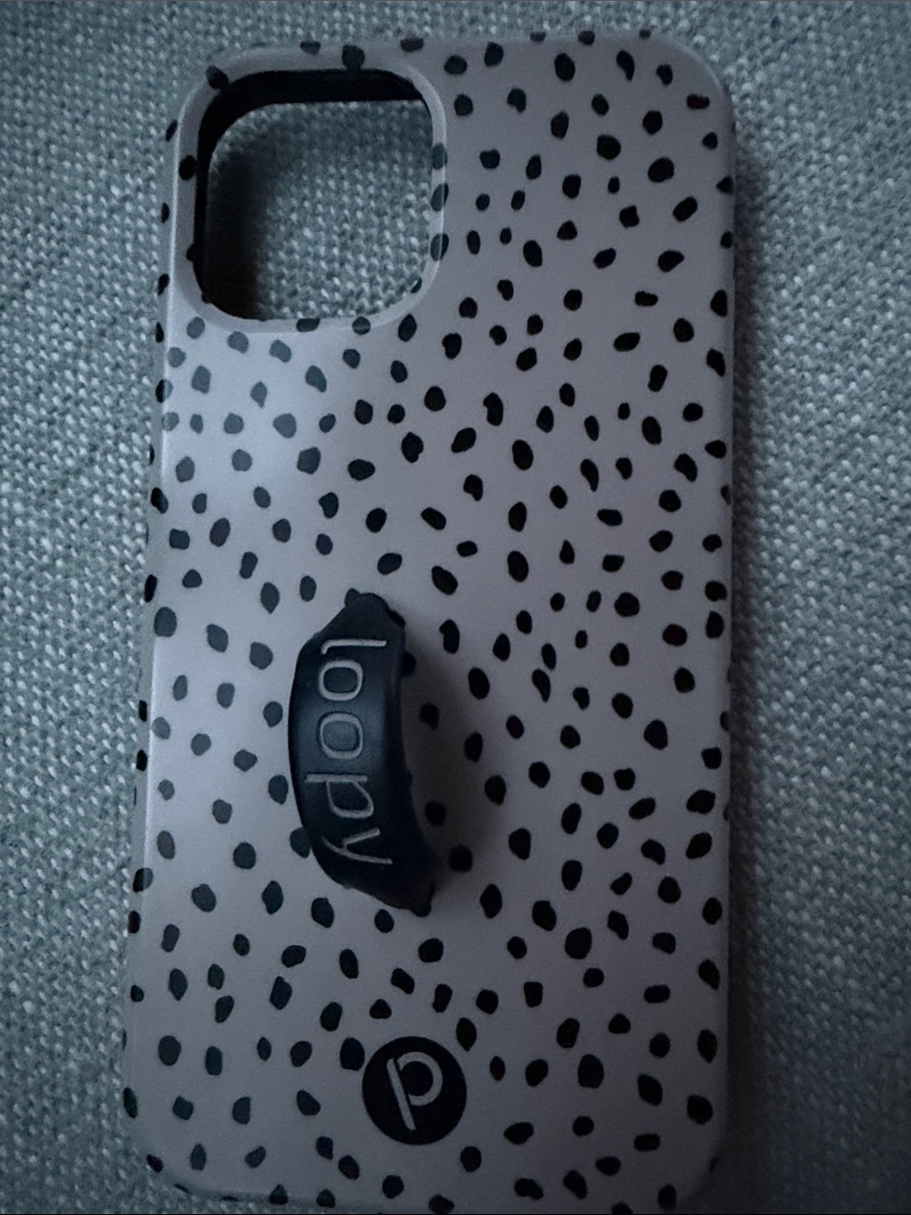 Loopy 12 pro iPhone Dot Pattern Phone Case with Grip - tan/Black
